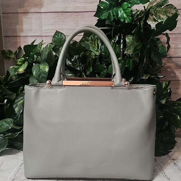 Ted Baker Anabel Large Leather Gray Women's  Tote Bag ( No Crossbody Strap) - Picture 1 of 16